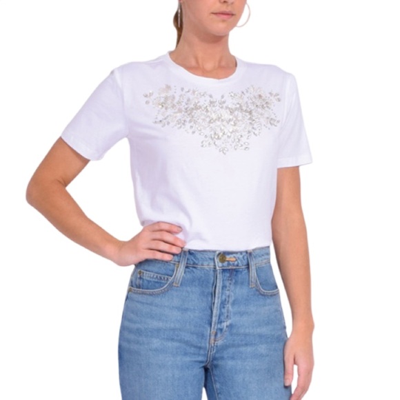 LE SUPERBE Tops - Le Superbe "Tiara" cotton tee featuring crystal embellishment Scoop Size M